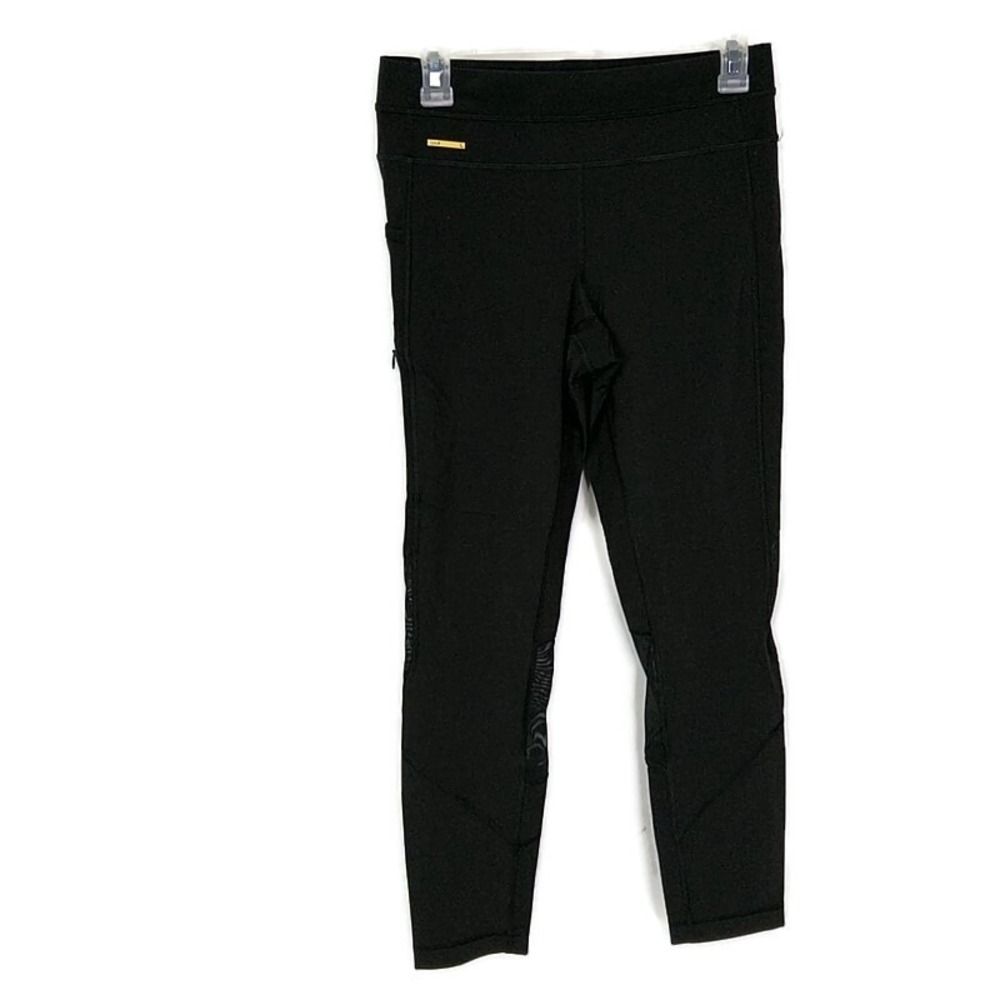 Lole Womens sz S Athletic Cropped Pants Leggings Yoga Casual Black Mesh Inserts